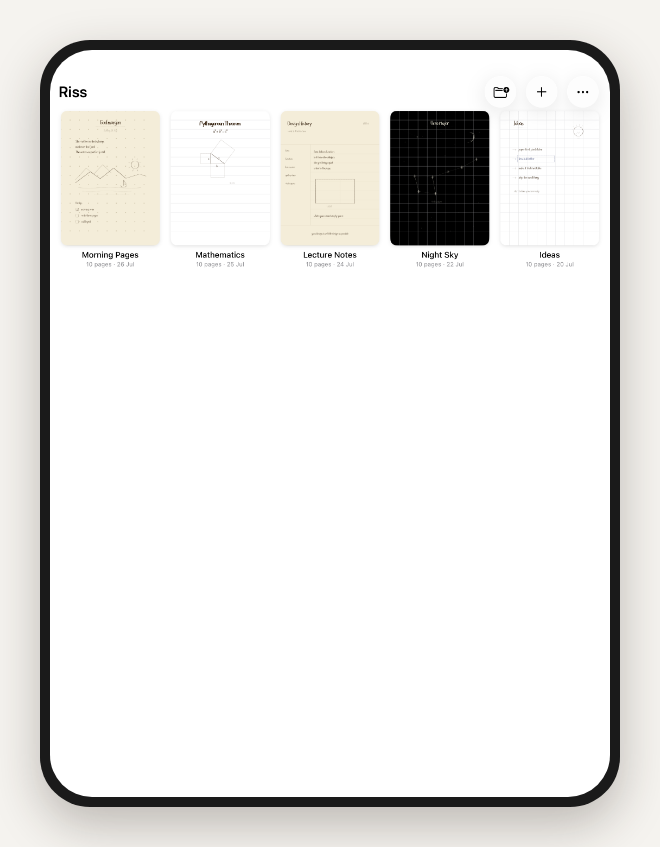 Notebook library with inked covers